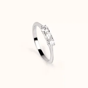 ALFYO Anello Trilogy in Oro Bianco e Diamanti 0.45 ct